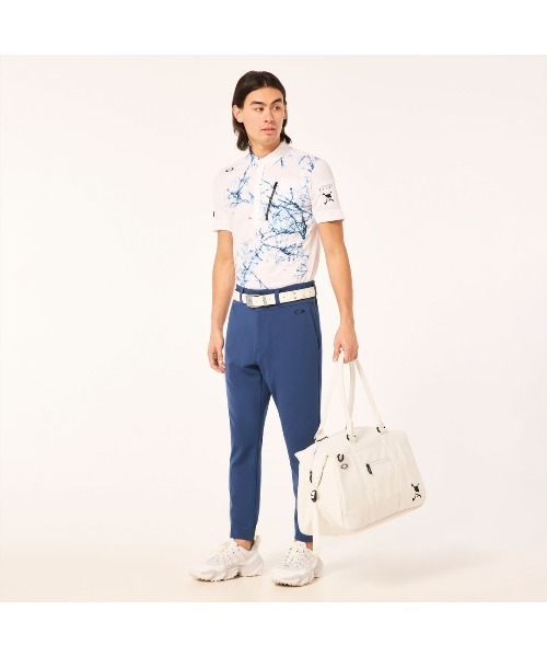 OAKLEY SKULL 総柄 ポロシャツ ホワイト OAKLEY シャツ オークリー SKULL ICE SMASH SHIRT ゴルフウェア