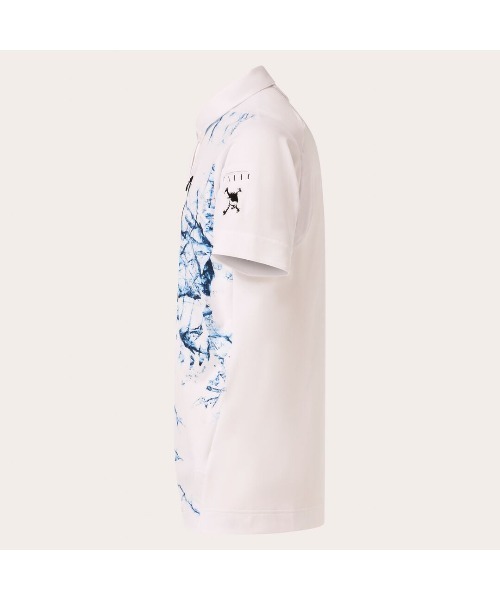 OAKLEY SKULL 総柄 ポロシャツ ホワイト OAKLEY シャツ オークリー SKULL ICE SMASH SHIRT ゴルフウェア