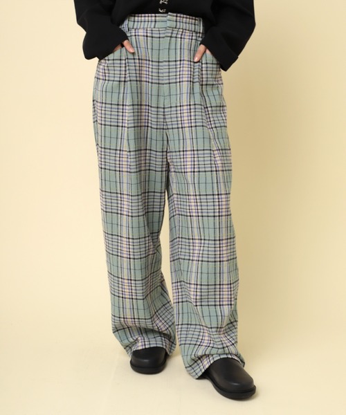 RNA-N パンツ R4300 モールヤーンチェックタックパンツ レディース  