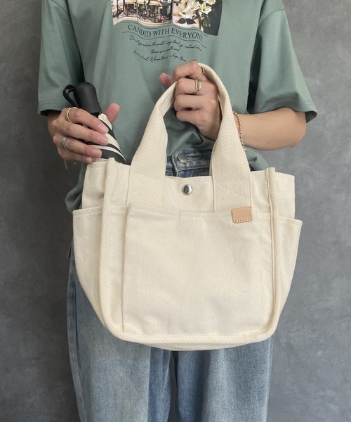 ikka トートバッグ キャンバスパイピングミニトートバッグ