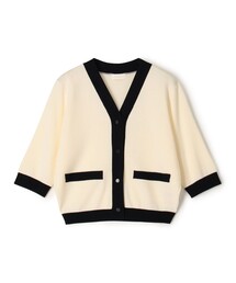 Ballsey（ボールジィ） カーディガン 半袖 ストレッチタックドット V