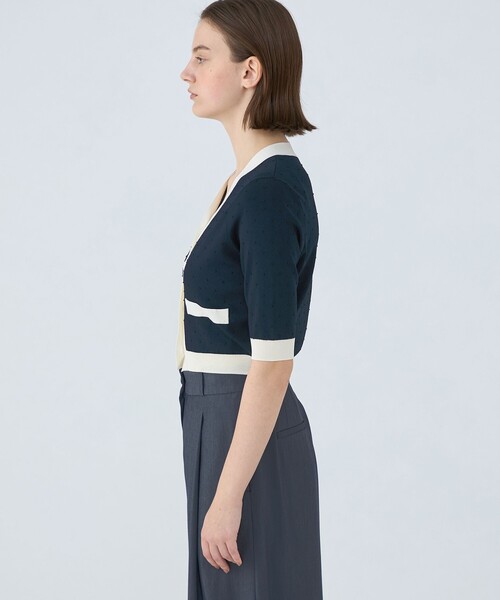 Ballsey カーディガン ストレッチタックドット Vネック