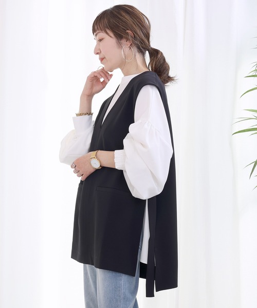 Aletta vita ベスト ジレ 夏 エステルスパンサイドベルトVネックベスト