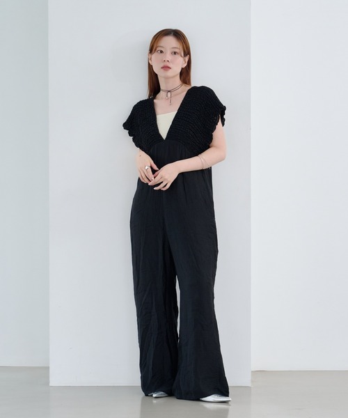 Kastane オールインワン 「2サイズ展開/低身長サイズ」ギャザー
