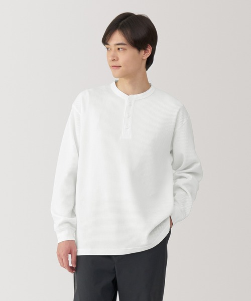 無印良品（MUJI） tシャツ 紳士 UVカット乾きやすいワッフルヘンリー