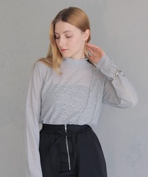 &g'aime tシャツ 「＆g'aime」ラメメロンメッシュシアートップス
