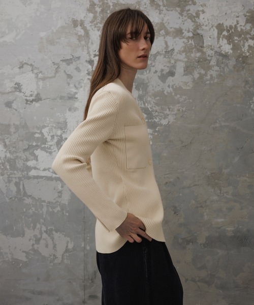 ADAM ET ROPE'（アダムエロペ） カーディガン 「EMOELLE」ポケットリブ