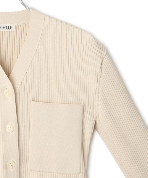 アダムエロペ emoelle ポケットリブカーディガン ADAM ET ROPE'（アダムエロペ） カーディガン 「EMOELLE」ポケットリブ