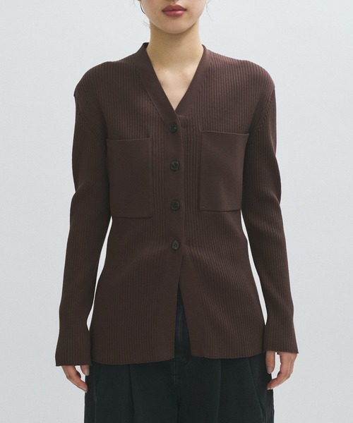 アダムエロペ emoelle ポケットリブカーディガン ADAM ET ROPE'（アダムエロペ） カーディガン 「EMOELLE」ポケットリブ