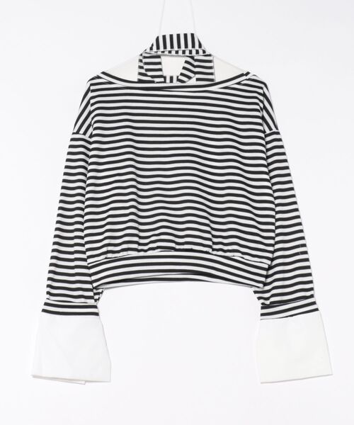 d.i.aオフショルダー長袖ストライプトップス AsheKsha tシャツ オフショルダー ストライプ柄トップス レディース