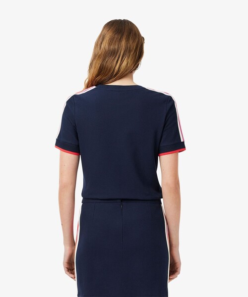 tシャツ ショルダーメッシュバンド鹿の子半袖Tシャツ レディース LACOSTE tシャツ ショルダーメッシュバンド鹿の子半袖Tシャツ