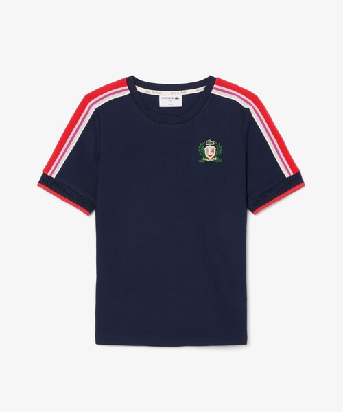 tシャツ ショルダーメッシュバンド鹿の子半袖Tシャツ レディース LACOSTE tシャツ ショルダーメッシュバンド鹿の子半袖Tシャツ