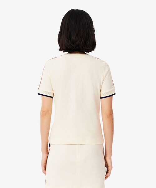 tシャツ ショルダーメッシュバンド鹿の子半袖Tシャツ レディース LACOSTE tシャツ ショルダーメッシュバンド鹿の子半袖Tシャツ