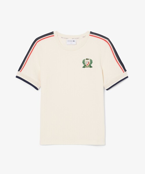 LACOSTE tシャツ ショルダーメッシュバンド鹿の子半袖Tシャツ