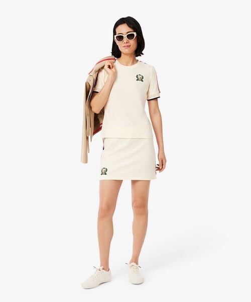 tシャツ ショルダーメッシュバンド鹿の子半袖Tシャツ レディース LACOSTE tシャツ ショルダーメッシュバンド鹿の子半袖Tシャツ