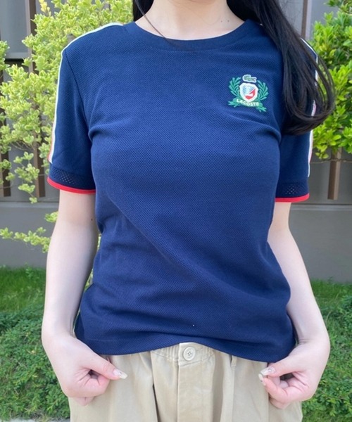 tシャツ ショルダーメッシュバンド鹿の子半袖Tシャツ レディース