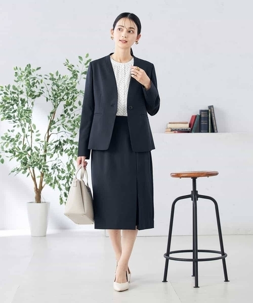 ジャケット ノーカラージャケット 「洗える/ストレッチ/UVカット」麻調ストレッチノーカラージャケット レディースの画像