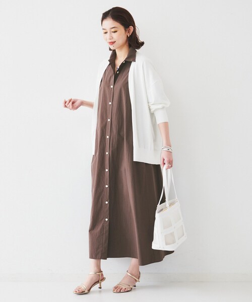 UNTITLED ロングワンピース 綿100% コットン UNTITLED ワンピース 「コットン100／前開き／夏ワンピ」ロング