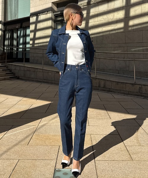 服/ファッション ジーンズ/デニム レディース ジーンズ デニム デニムパンツ シンプルスラックスシルエットデニム