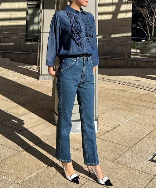 ジーンズ デニム デニムパンツ シンプルスラックスシルエットデニム
