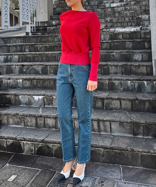 ジーンズ デニム デニムパンツ シンプルスラックスシルエットデニム