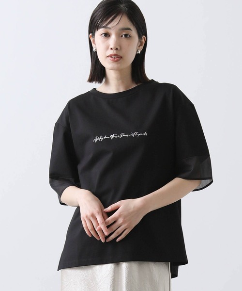 Gready Brilliant 半袖 カットソー レース ブラック Gready Brilliant tシャツ 袖3Dレースロゴカットソー