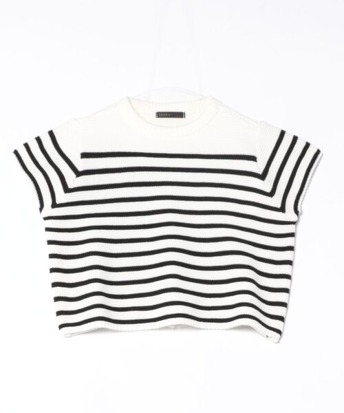 tシャツ 「 cunii 」 ストライプ クロップ 半袖 ニット レディース