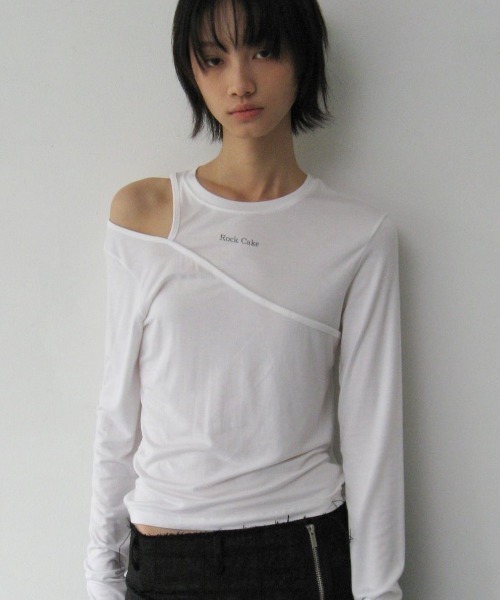 tシャツ 「ROCK CAKE」One Shoulder Layered Top レディース