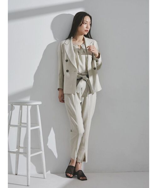 TONAL（トーナル） パンツ フェイクリネンバイカラーベルトクロップド
