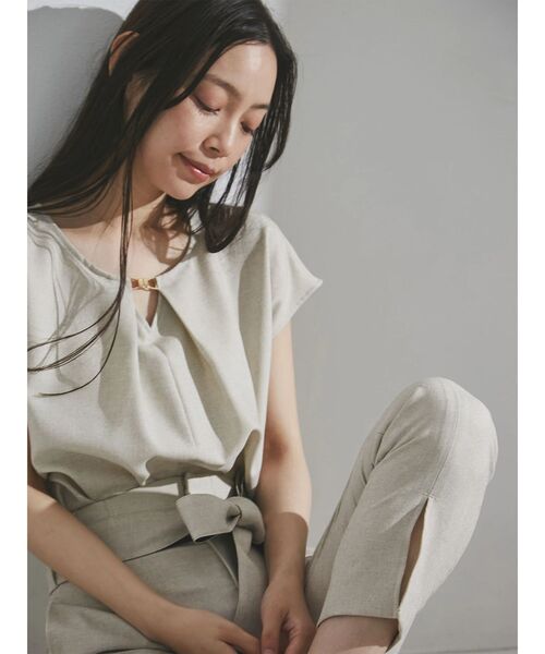 TONAL（トーナル） パンツ フェイクリネンバイカラーベルトクロップド