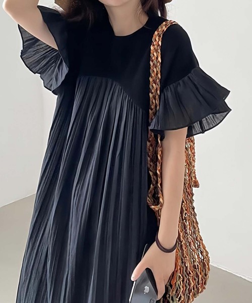 ワンピース プリーツフリル切り替えワンピース : ZOZOTOWN Yahoo!店