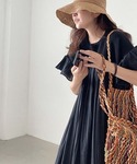 ワンピース 半袖 プリーツフリル切り替えワンピースの詳細画像4