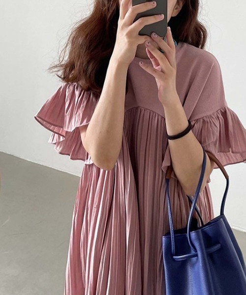 ワンピース プリーツフリル切り替えワンピース : ZOZOTOWN Yahoo!店