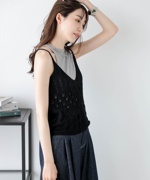 iki ニットビスチェ 刺繍 キャミソール レディース