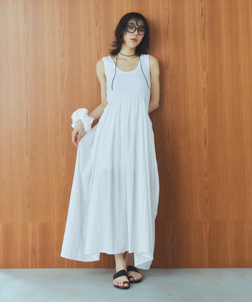 LIENCOEUR ワンピース 夏 ペタルリブドッキングワンピース : ZOZOTOWN