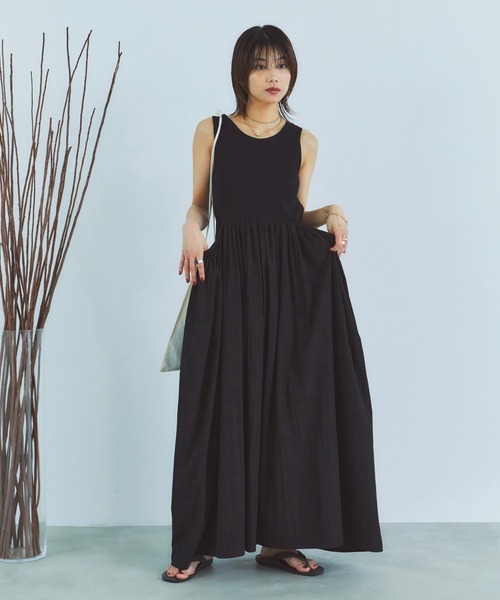 LIENCOEUR ワンピース 夏 ペタルリブドッキングワンピース : ZOZOTOWN