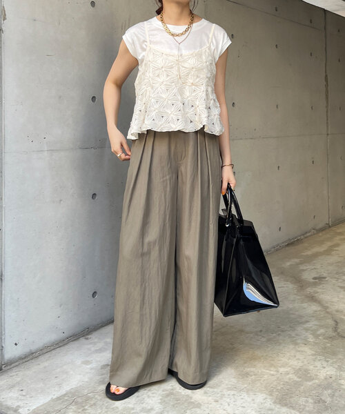 DOUDOU ワイドパンツ DouDou パンツ 接触冷感ワイドパンツ レディース : ZOZOTOWN