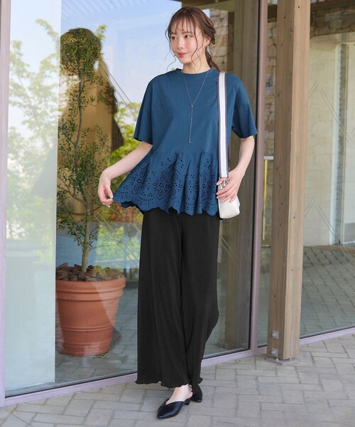 Tiaclasse tシャツ 刺繍レースドッキングカットソートップス