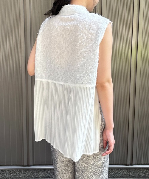 ブラウス シャツ 「＆g'aime」ジャガードバックプリーツブラウス　BackPleated Pleated Jacquard Blouse レディー &g'aime ブラウス シャツ 「＆g'aime」ジャガードバックプリーツ