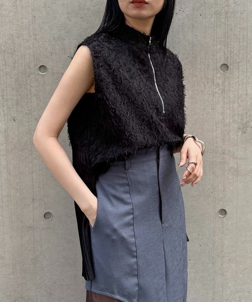ブラウス シャツ 「＆g'aime」ジャガードバックプリーツブラウス　BackPleated Pleated Jacquard Blouse レディー