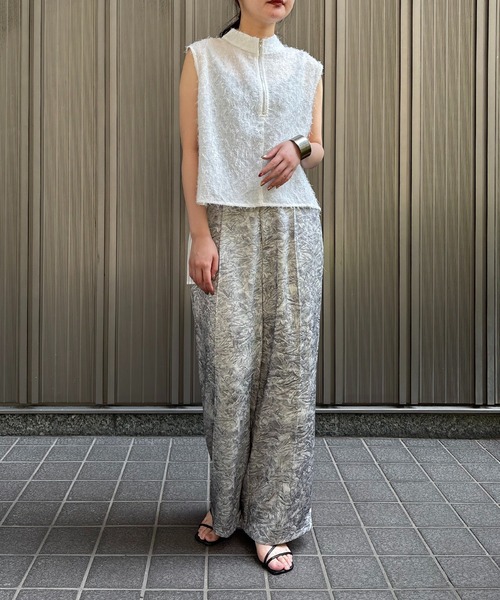 ブラウス シャツ 「＆g'aime」ジャガードバックプリーツブラウス　BackPleated Pleated Jacquard Blouse レディー &g'aime ブラウス シャツ 「＆g'aime」ジャガードバックプリーツ