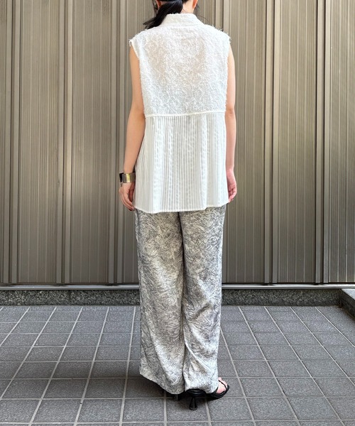 ブラウス シャツ 「＆g'aime」ジャガードバックプリーツブラウス　BackPleated Pleated Jacquard Blouse レディー &g'aime ブラウス シャツ 「＆g'aime」ジャガードバックプリーツ