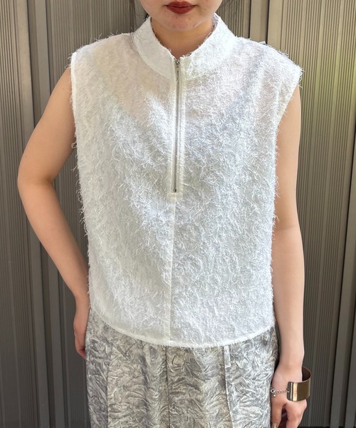 ブラウス シャツ 「＆g'aime」ジャガードバックプリーツブラウス　BackPleated Pleated Jacquard Blouse レディー &g'aime ブラウス シャツ 「＆g'aime」ジャガードバックプリーツ