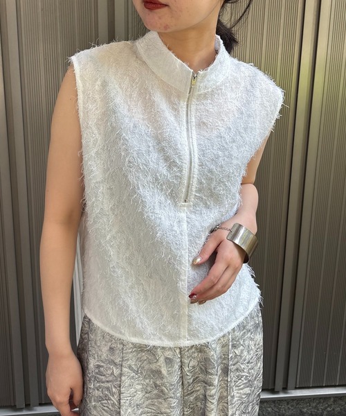 &g'aime ブラウス シャツ 「＆g'aime」ジャガードバックプリーツ