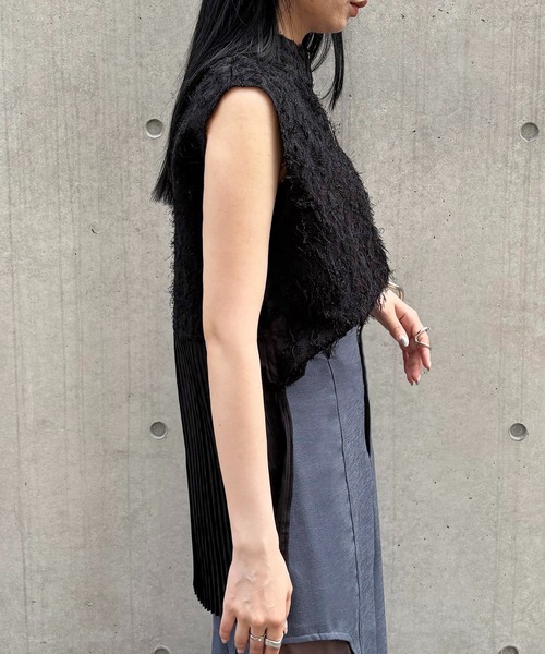 ブラウス シャツ 「＆g'aime」ジャガードバックプリーツブラウス　BackPleated Pleated Jacquard Blouse レディー &g'aime ブラウス シャツ 「＆g'aime」ジャガードバックプリーツ