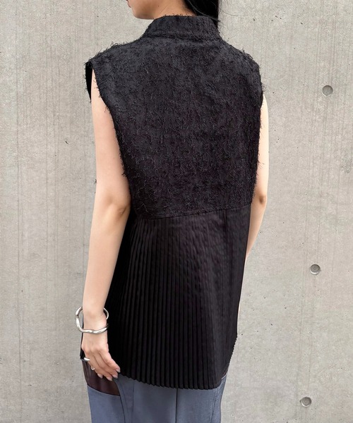 ブラウス シャツ 「＆g'aime」ジャガードバックプリーツブラウス　BackPleated Pleated Jacquard Blouse レディー &g'aime ブラウス シャツ 「＆g'aime」ジャガードバックプリーツ