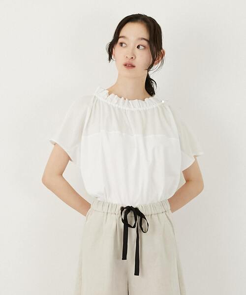 tシャツ 「LOURMARIN」ドロストフリルネックT レディース