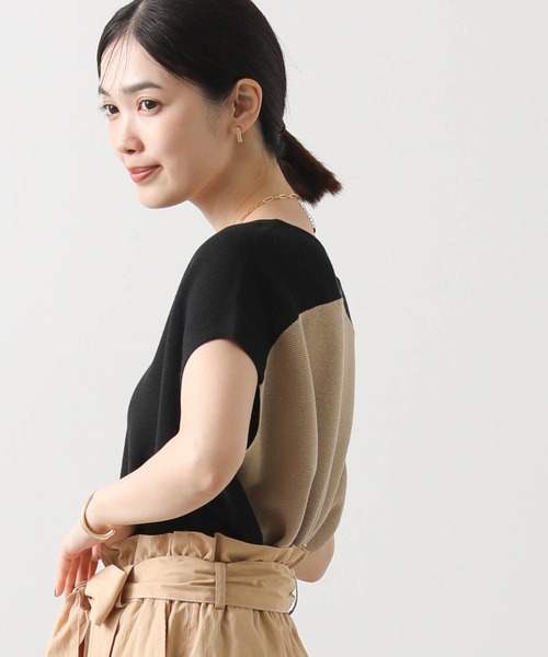 ニット セーター ブロッキングフレンチニット レディース Gready Brilliant ニット セーター バイカラーガーターフレンチ