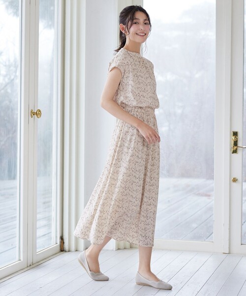 Tiaclasse ワンピース 花柄フレンチスリーブワンピース : ZOZOTOWN