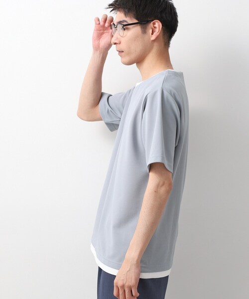 THE SHOP TK tシャツ ツイルキーネック 半袖Tシャツ 接触冷感/洗濯機OK